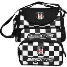 Beşiktaş Beşiktaş Baskılı Siyah - Beyaz Erkek Çocuk Okul Beslenme Çantası ve Kalemlik Seti - SETBJK26351
