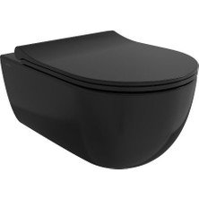 Bocchi V-Tondo Rimless Kısa Asma Klozet Mat Antrasit + Tondo Klozet Kapak Mat Antrasit