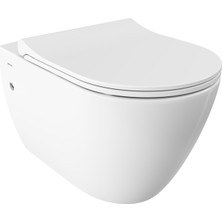 Bocchi Venezia Rimless Asma Klozet Parlak Beyaz + Pure Slim Klozet Kapak Parlak Beyaz
