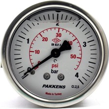 Pakkens 0-4 Bar 63 mm Arkadan Bağlantılı Panotipi Gliserinli Manometre G 1/4 Inç
