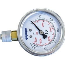 Mitalub Gliserinli Paslanmaz Bourbon Tüp Japon Kaynakli Alttan Çikis Manometre 63MM x 200BAR MIGPJ63200B