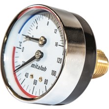 Mitalub Termometreli Arkadan Manometre 63MM x 25BAR MIT6325R