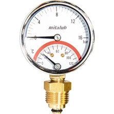 Mitalub Termometreli Alttan Manometre 63MM x 25BAR MIT6325B