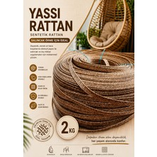 Mady Aksesuar Premium Sentetik Rattan Şerit - Salıncak Örme ve Tamir Ipi - 2 Kg, 14MM Kırçıllı Çizgili Kahverengi