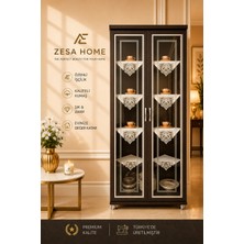 Zesa Home 4 Parça Gardenya Fransız Güpür Detaylı Salon Vitrin, Gümüşlük Peçetesi, Sehpa Takımı