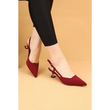 Nilsa Shoes Kadın Kısa Topuklu Saten Abiye Ayakkabı Topuklu Ayakkabı