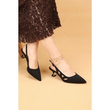 Nilsa Shoes Kadın Kısa Topuklu Saten Abiye Ayakkabı Topuklu Ayakkabı