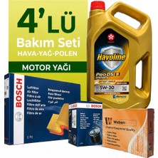 Bosch Peugeot 206+ 1.4 Dizel Filtre Bakım Seti-Texaco 5W30 5lt (2010-2013) 4 Lü