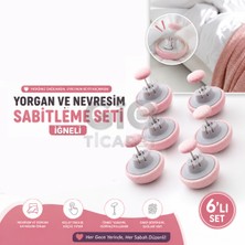 Gio Ticaret - 6'lı Yorgan ve Nevresim Sabitleme Seti - Iğneli Yatak Çarşaf Tutucu Kaydırmaz Klips - Pembe