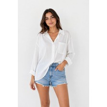 Gk Luxury & Fashion Leopar Oversıze Kadın Gömlek, Tencel Tensel Kumaş, Rahat Kesim Tek Cepli Basic Gömlek - Standart