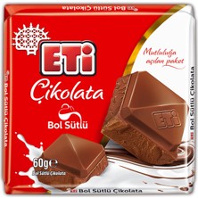 Eti Çikolata Bol Sütlü 60 G (3'li Paket)