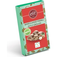 Elit Fındıklı Şeker Ilavesiz Prebiyotik Sütlü Çikolata 60 G (2'li Paket)