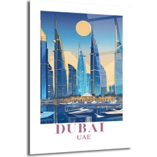 GLAZELLA Dubai Şehir Manzarası Modern Temalı Lüks Cam Tablo