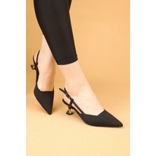 Nilsa Shoes Kadın Kısa Topuklu Saten Abiye Ayakkabı Topuklu Ayakkabı