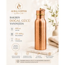Aura Copper Kalın Bakır Matara – 600 ML El Işçiliği Suluk - Su Saklama Şişesi Siyah/rose