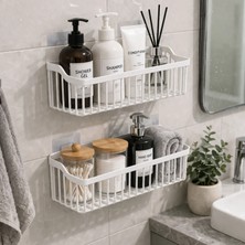 Yapışkanlı Banyo Şampuanlık Rafı - Mutfak Rafı -Ikili Duş Düzenleyici - Organizer