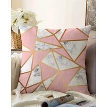 Çift Taraflı Renkli Geometrik Desenli Mermer Motifli Dijital Baskılı Modern Raşel Örme Yastık Kılıfı