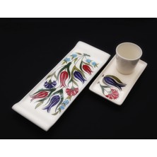 Muguetarts %100EL Emeği Çini Fincan Sunumluk 3 Parça Set