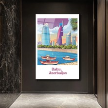 GLAZELLA Bakü, Azerbaycan Şehir Manzarası Modern Cam Tablo