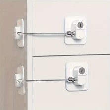 Bnl Ticaret Pencere Emniyet Kilidi / Çocuk Balkon Kapısı Emniyet Çelik Halatlı Güvenlik Kilidi ve Yapışkanlı Kapı Kilidi- Vidasız Pencere Hırsız Emniyet Kilidi Beyaz