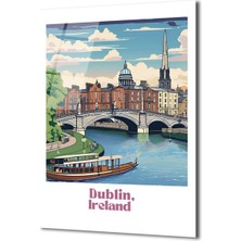 GLAZELLA Dublin Irlanda Şehir Manzarası Cam Tablo - Sanatsal Seyahat Posteri