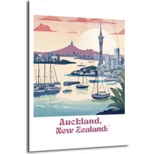 GLAZELLA Auckland Manzarası Cam Tablo - Yeni Zelanda Şehir Silüeti