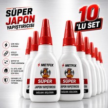 Metfix 10'lu Süper Japon Yapıştırıcısı 15 gr Güçlü Hızlı Kuruyan Şeffaf Yapıştırıcı Seti