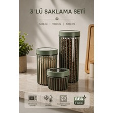 Karawent Home 3’lü Saklama Kabı Seti Bpa Free Mutfak Organizeri Kahve Bakliyat Erzak Kabı- Sert Plastik 500 1100 1700 ml Krw-31