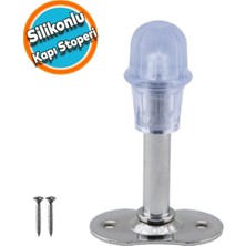 Nse 5 Adet Kapı Stoperi Krom 8 cm Metal Kapı Durdurucu Silikon Tamponlu Duvar Koruyucu Kapı Stopu