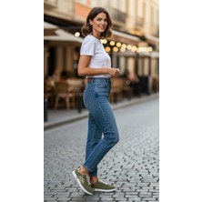 Eforia Rachel R26Y055 Haki Hakiki Deri Tam Ortopedik Sneaker Günlük Kadın Spor Ayakkabı