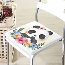 Sevimli Bebek Panda Çocuk Odası Dijital Baskılı Fermuarlı Sandalye Minderi