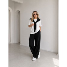 Gk Luxury & Fashion Omuzdan Bağlamalı Tişört ve Alt Pantolon, Ikili Takım, Modal Kumaş,fularlı Takım Premium Kalite