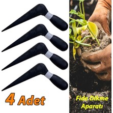 Nse 4 Adet Fide Dikme Aparatı 18 cm Siyah Plastik – Tohum, Fide, Çiçek ve Sebze Dikim El Aleti Seti