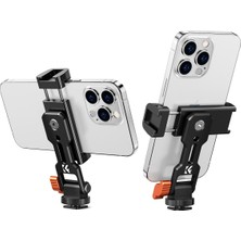 K&f Concept Cep Telefonu Için Alüminyum Metal Tripod Bağlantısı | 2 Cold Shoe Yuvalı