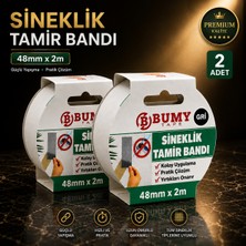 Bumy 2 Adet Sineklik Tamir Bandı Gri 48 mm x 2 Metre Kendinden Yapışkanlı Sineklik Onarım Bant