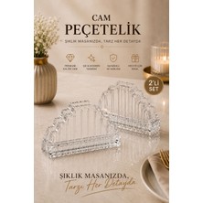 Karawent Home 2 Adet Cam Peçetelik 13X9 cm – Şeffaf Kristal Görünümlü Dekoratif Sofra ve Masa Peçeteliği Krw-30