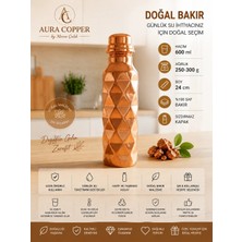 Aura Copper Otantik Pramit Desen Bakır Suluk Matara Su Şişesi – Günlük - Spor - Okul 600 ML -Gümüş /rose Renk Seçenekli