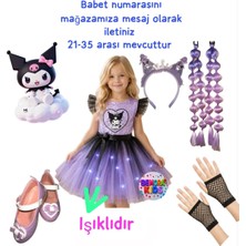 Kuromi Elbise Kostüm Kuromi Taç Kuromi Bubble Saç Kuromi Eldiven Kuromi Babet Ayakkabı Parti Seti