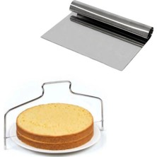 Adin Tasarım Pasta Kesici 34 cm ve Metal Kazıyıcı 20 cm Seti 2li Pasta Keki Dilimleyici Spatula Sıvama Tarağı