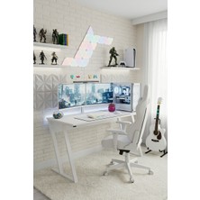 Titan Z Oyuncu Masası 140X60 cm Bilgisayar Masası Metal Ayaklı Çalışma ve Gaming Masası Beyaz