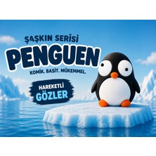 Tuğx Design Şaşkın Penguen Figürü | Hareketli Gözlü Komik Masaüstü Dekor | Koleksiyonluk Penguen Biblosu