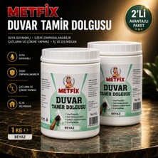 Metfix 2 Adet Duvar Tamir Dolgusu Beyaz 1 kg Hazır Duvar Çatlak ve Delik Onarım Dolgusu