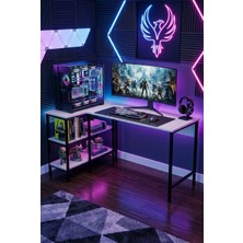 Alexis Oyuncu Masası 178X90 Cm, Beyaz Renk Oyuncu Masası, Çift Yön Kullanıma Uygun, Bilgisayar Masası, Gamer Masası, Gaming Masa, L Masa, Çalışma Masası