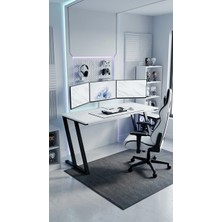Titan Z Oyuncu Masası 140X60 cm Bilgisayar Masası Metal Ayaklı Çalışma ve Gaming Masası Beyaz
