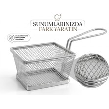 Aşkana Paslanmaz Mini Sunum Sepeti, Patates Kızartması, Börek, Soğan Halkası Servis Sepeti Sunumluk