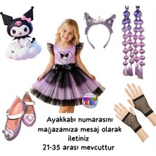 Kuromi Elbise Kostüm Kuromi Taç Kuromi Bubble Saç Kuromi Eldiven Kuromi Babet Ayakkabı Parti Seti