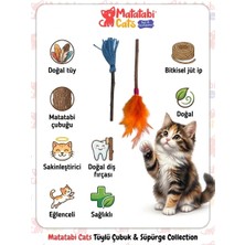 Matatabi Cats Tüylü Çubuk/süpürge Doğal Çiğneme Çubuğu Tüylü Ipli Kedi Oyuncağı (Kedi Otu Değildir)