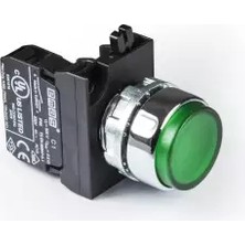 Emas cm Serisi Metal 1nc Yaylı Çıkık Yeşil 22 mm Buton CM200HY