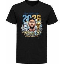 Efendioğlu Design World Cup 2026 Messi 10 Argentina Baskılı Pamuklu T-Shirt