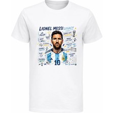 Efendioğlu Design Lionel Messi Legancy Goat Baskılı 2026 Dünya Kupası Arjantin Baskılı Pamuklu T-Shirt